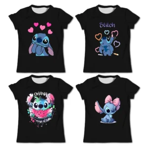 Girls Kawaii Stitch T-shirt Child Girl Clothing